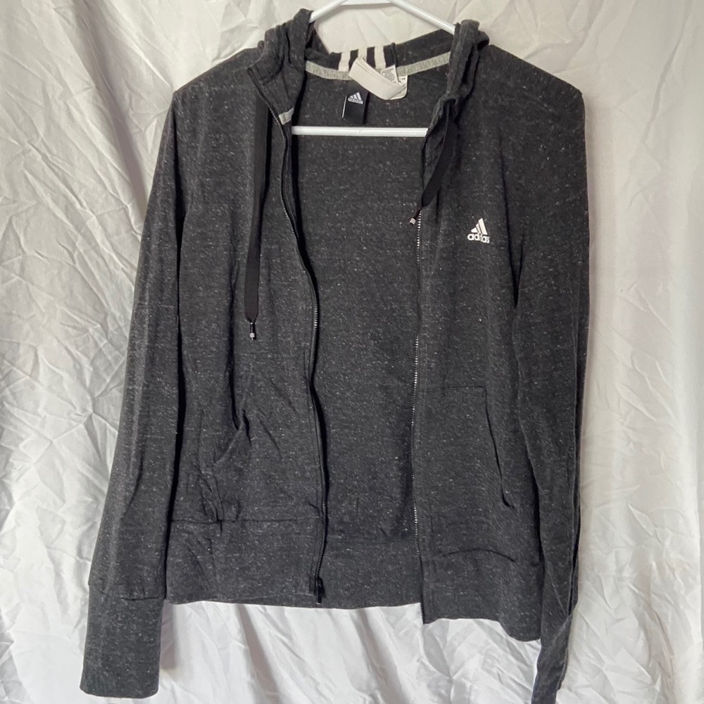 Adidas Lightweight Heathered Grey Zip Up Hoodie